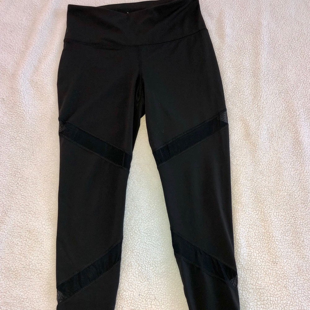 Old Navy Workout Pants LG Black Sheer Cutouts